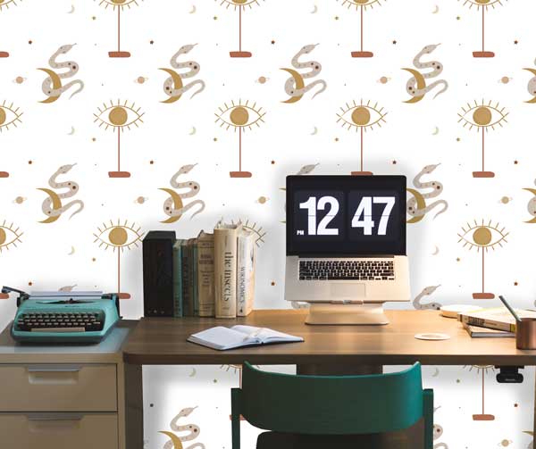 Snakes Eyes minimalist peel and stick wallpaper office