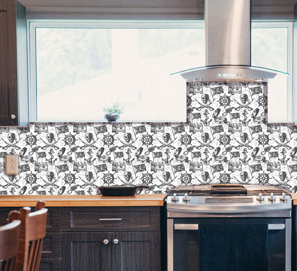 Treasure Map Pirate Peel and Stick Wallpaper kitchen