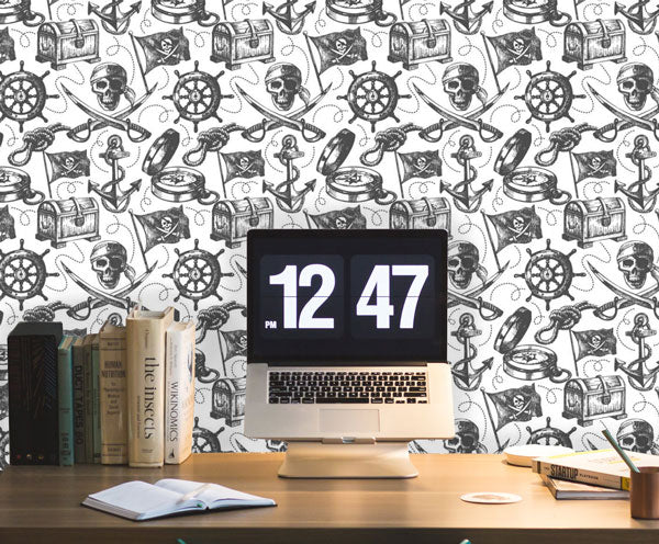 Treasure Map Pirate Peel and Stick Wallpaper office