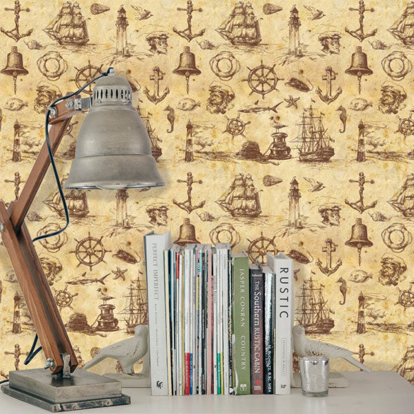 Vintage Nautical Peel and Stick Wallpaper office