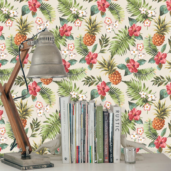Vintage-Pineapple-peel-and-stick-wallpaper-office