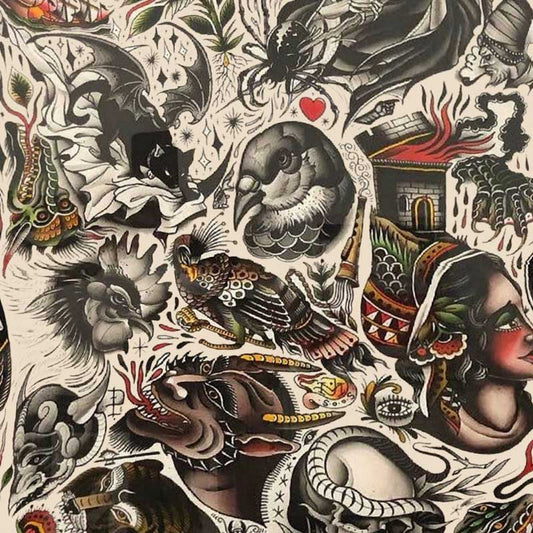 Vintage Tattoos Peel and Stick Wallpaper