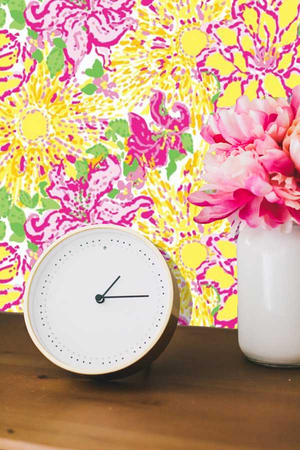 Watercolor Flowers Floral Peel and Stick Wallpaper living room