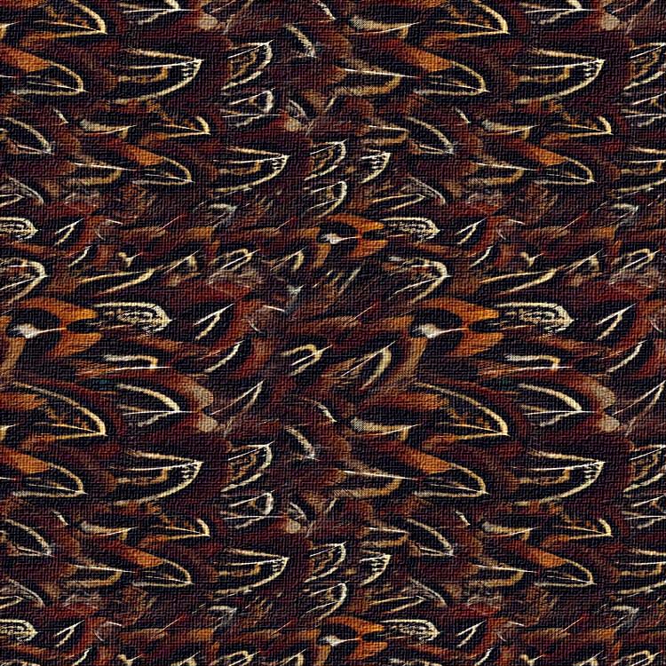 Textured brown fabric with pheasant Feathers