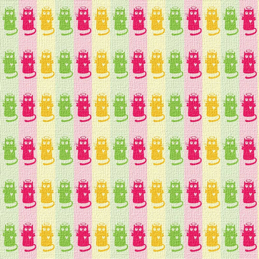 3 Color Cat Angelic Peel and Stick Wallpaper Textured