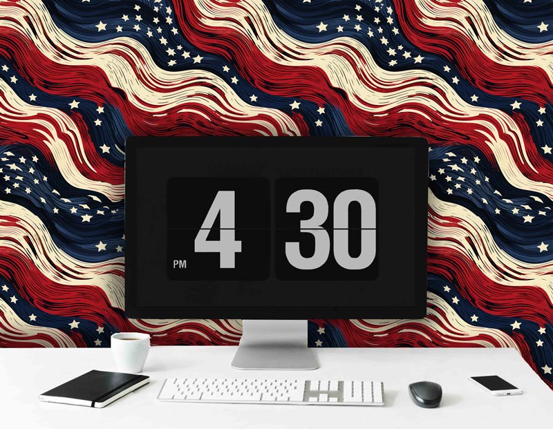 Abstract US Flag Wave Peel and stick Wallpaper
