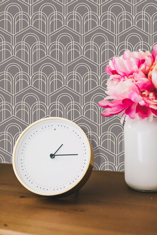 Arches Inside Hexagons Art Deco Removable Wallpaper
