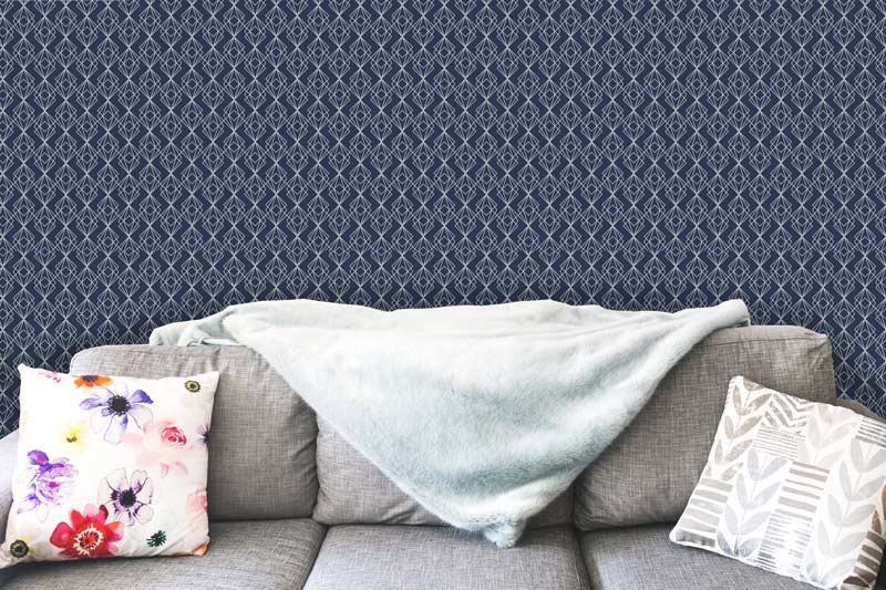 Dark Blue Multi Diamond Art Deco Peel and Stick Wallpaper