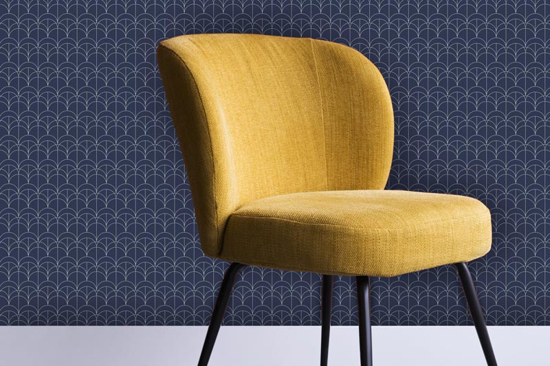 Dark Blue Arches Art Deco Peel and Stick  Wallpaper