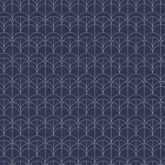 Dark Blue Arches Art Deco Peel and Stick  Wallpaper