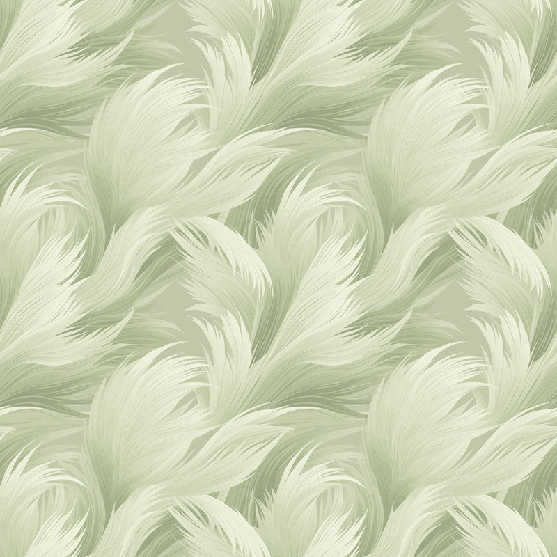 Feathery Green Botanical Peel and Stick Wallpaper