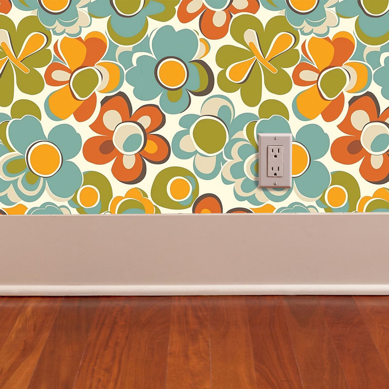 Funky Flowers Mid Century Modern Removable Wallpaper