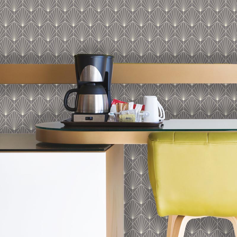 Gray Diamond Fan Art Deco Removable Wallpaper
