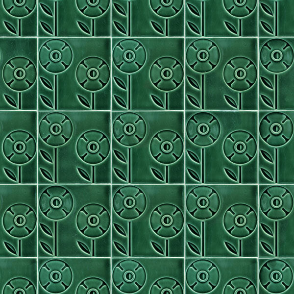 Green Flower Tile Peel and Stick Wallpaper