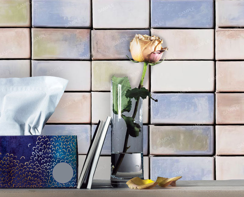 Hand Painted Subway Tile Peel and Stick Wallpaper