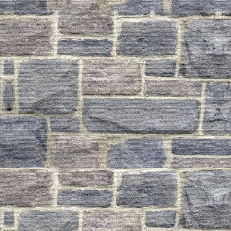 Close-up view of a peel and stick wallpaper with a stone pattern and canvas style texture