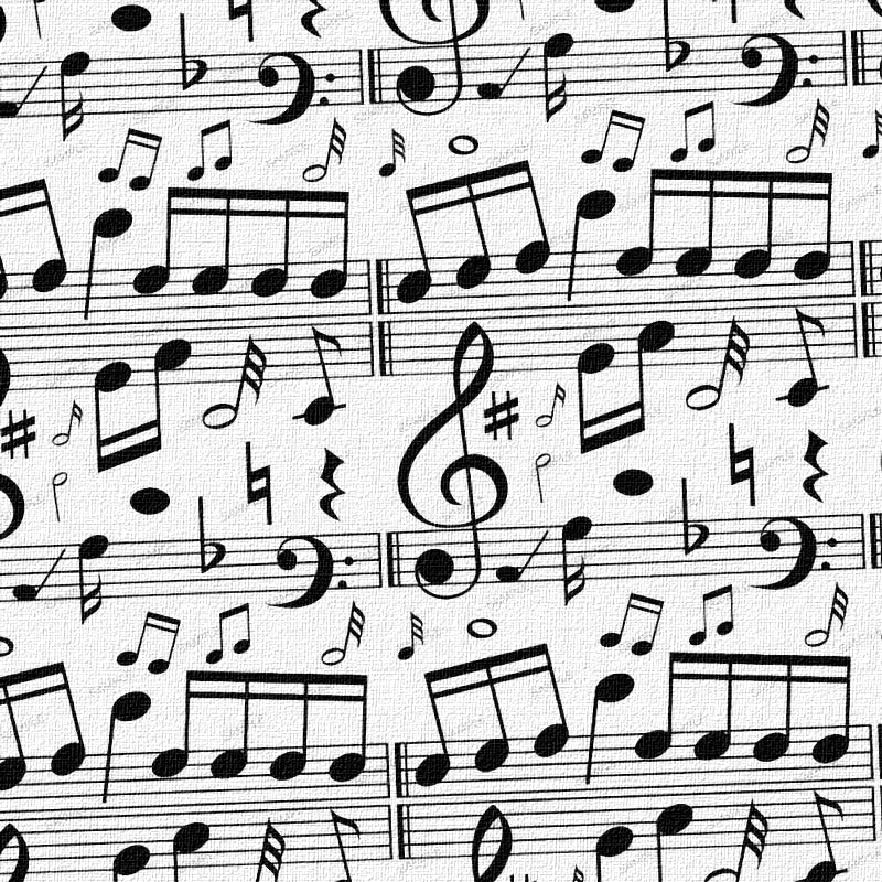 Music Notes on White Peel and Stick Wallpaper Textured