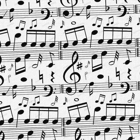 Music Notes on White Peel and Stick Wallpaper Textured