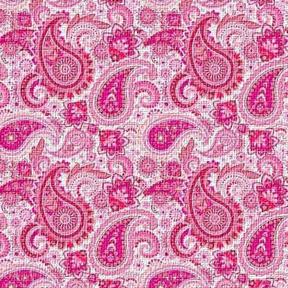 Pink paisley pattern on a white background