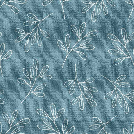 Simple Leaves  Blue Peel and Stick Wallpaper with Texture