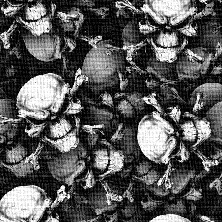 Textured Skull & Cross Bones Black and White Peel and Stick Wallpaper