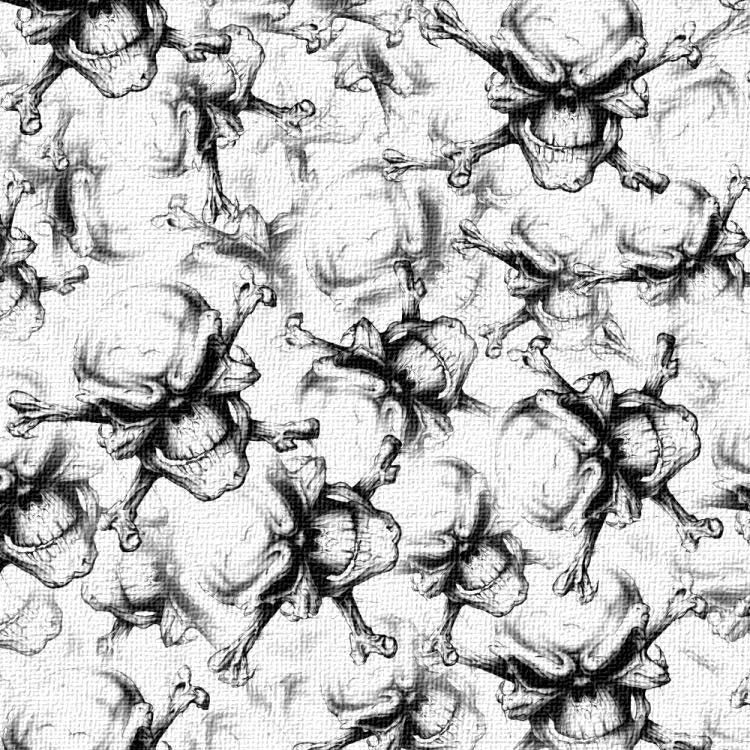 Textured Skull & Cross Bones Black and White Peel and Stick Wallpaper
