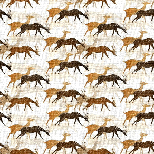 Brown and Tan Stylized Deer Hunting Peel and Stick Wallpaper Textured