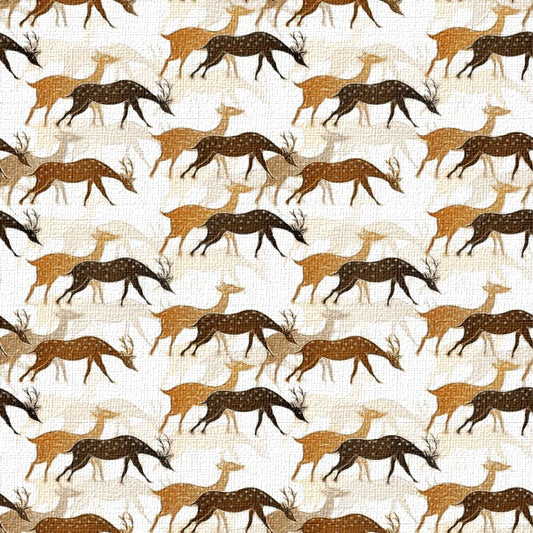 Brown and Tan Stylized Deer Hunting Peel and Stick Wallpaper Textured