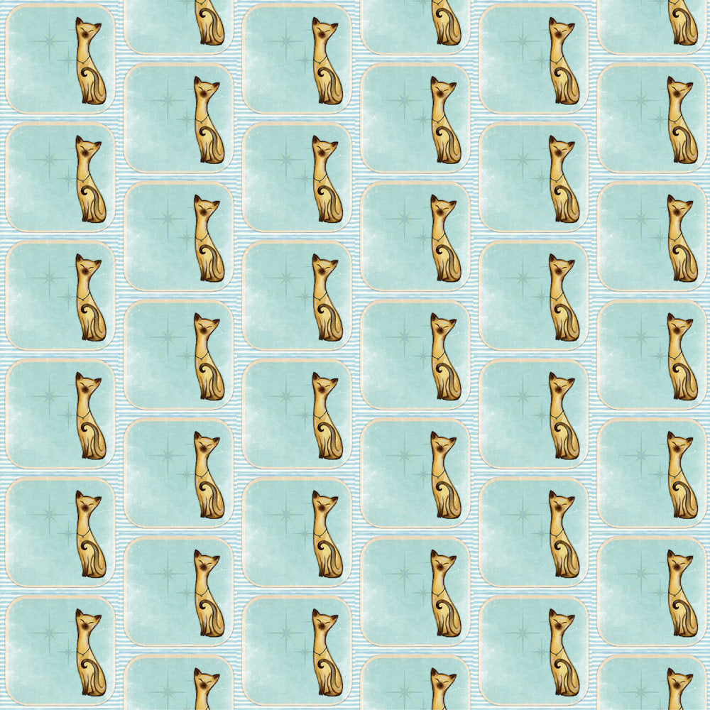 Siamese Cat Light Blue Back Peel and Stick Wallpaper