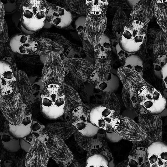 Bearded Skulls Black and White Peel and Stick Wallpaper