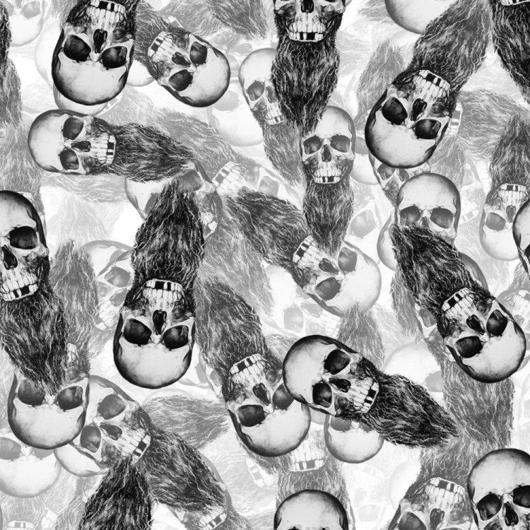 Bearded Skulls Black and White Peel and Stick Wallpaper