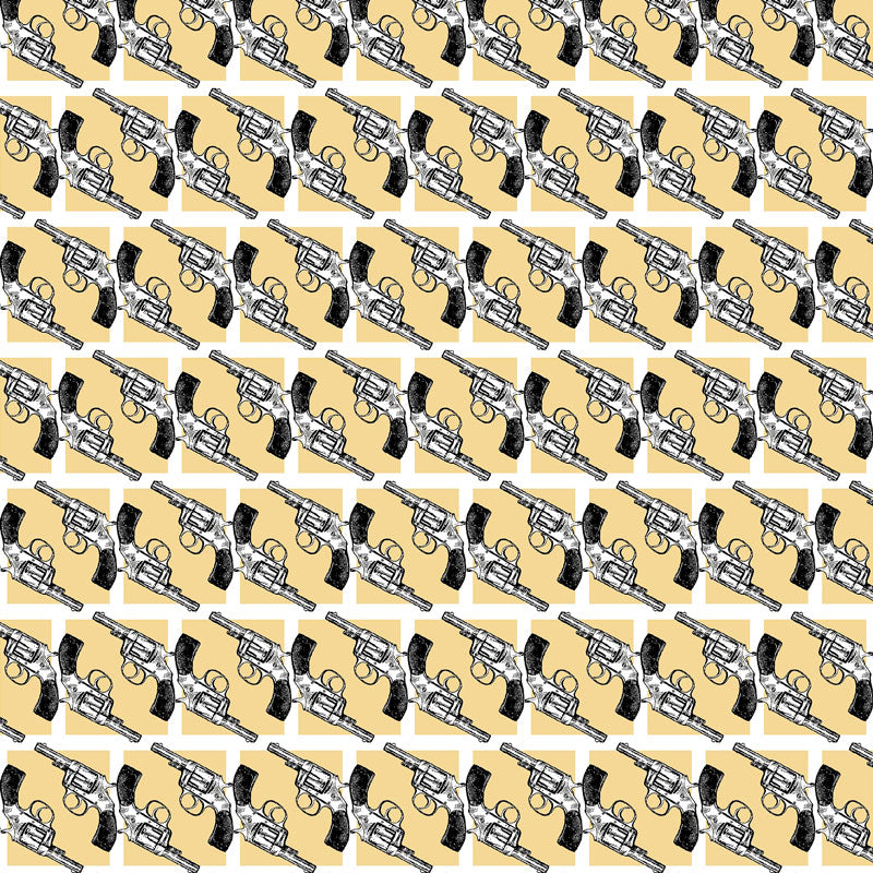 Close up of peel and stick revolver pattern wallpaper