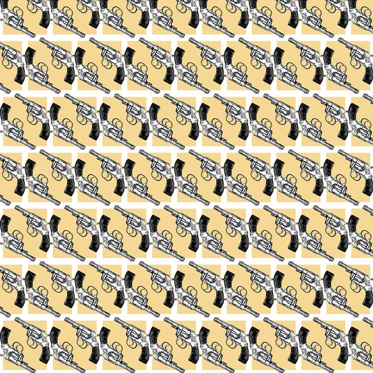Close up of peel and stick revolver pattern wallpaper