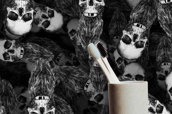 Bearded Skulls Black and White Peel and Stick Wallpaper