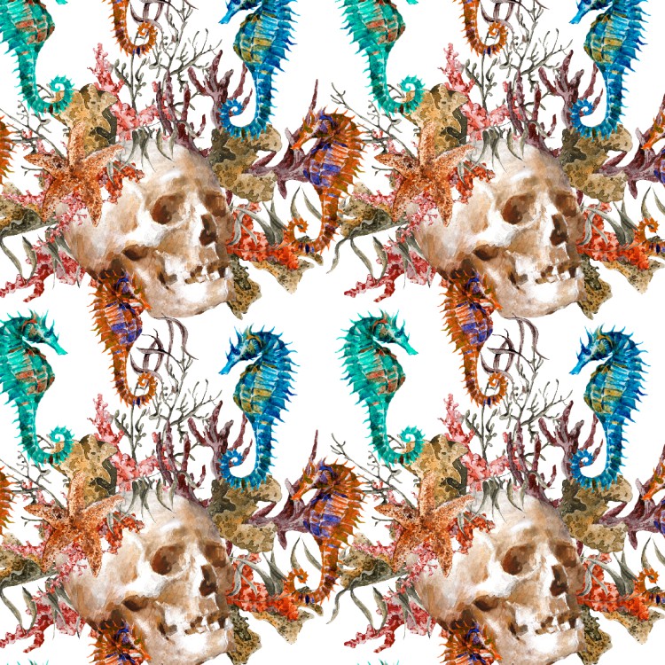 Under the Sea Skulls Peel and Stick Wallpaper 