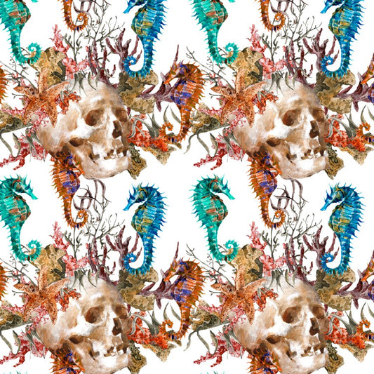 Under the Sea Skulls Peel and Stick Wallpaper 